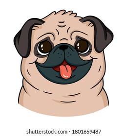 Vector illustration Happy dog pug