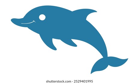 Vector illustration of a happy dolphin. Isolated on transparent background.