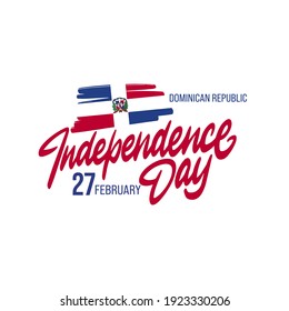 Vector illustration of Happy Dominican Republic Independence Day 27 February. Flag isolated on white background.