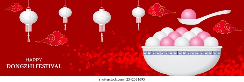 Vector illustration of Happy Dongzhi Festival social media template