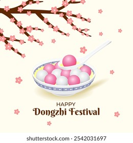 Vector illustration of Happy Dongzhi Festival social media template