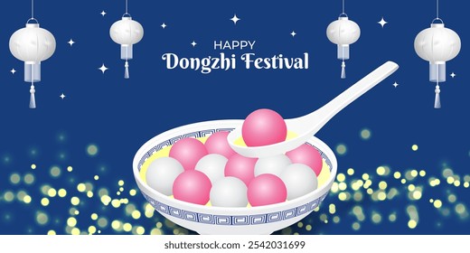 Vector illustration of Happy Dongzhi Festival social media template