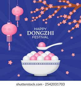 Vector illustration of Happy Dongzhi Festival social media template