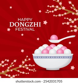 Vector illustration of Happy Dongzhi Festival social media template