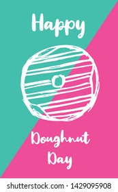 Vector Illustration of Happy Donut / Doughnut Day. Graphic Design for Poster, Background, Art and More.