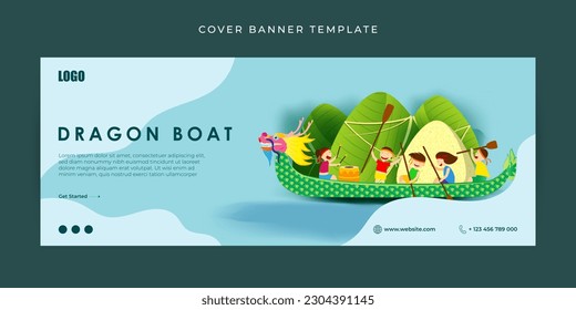 Vector illustration of Happy Dragon Boat Festival Fb cover banner mockup Template
