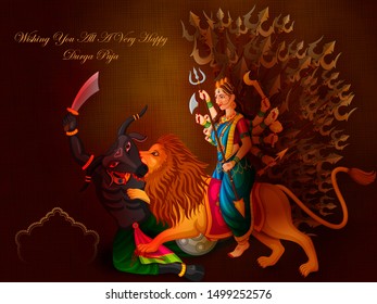 vector illustration of Happy Durga Puja festival background for India holiday Dussehra