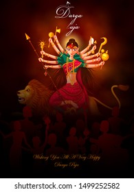 vector illustration of Happy Durga Puja festival background for India holiday Dussehra