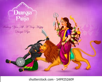 vector illustration of Happy Durga Puja festival background for India holiday Dussehra