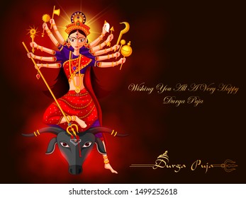 vector illustration of Happy Durga Puja festival background for India holiday Dussehra