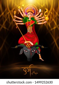 vector illustration of Happy Durga Puja festival background for India holiday Dussehra