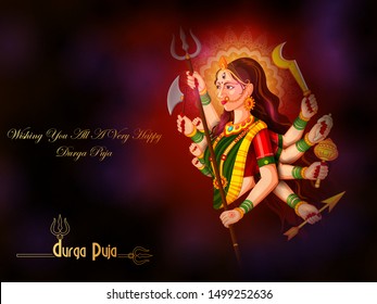vector illustration of Happy Durga Puja festival background for India holiday Dussehra