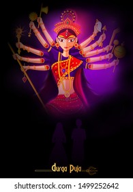vector illustration of Happy Durga Puja festival background for India holiday Dussehra