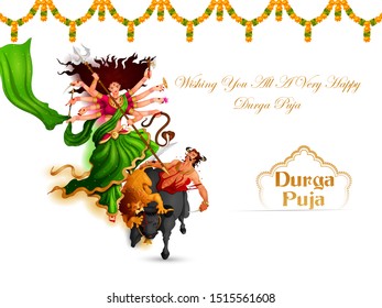 vector illustration of Happy Durga Puja festival background for India holiday Dussehra
