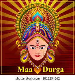 vector illustration of Happy Durga Puja festival background for India holiday Dussehra