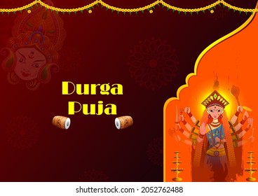 ilustración vectorial de los antecedentes del festival Happy Durga Puja para la fiesta india de Dussehra