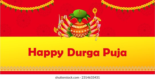 ilustración vectorial de los antecedentes del festival Happy Durga Puja para la fiesta india de Dussehra
