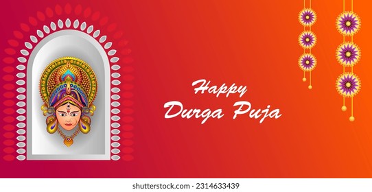 vector illustration of Happy Durga Puja festival background for India holiday Dussehra