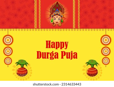 Vektorgrafik von Happy Durga Puja Festival Hintergrund für den Urlaub in Indien Dussehra