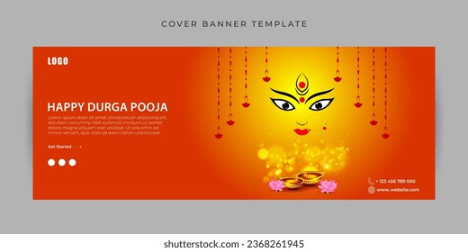Vector illustration of Happy Durga Puja social media feed template