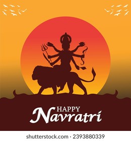Ilustración vectorial vectorial feliz durga puja subh navratri
