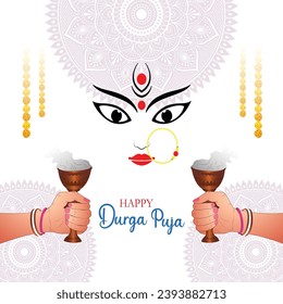 Vektorgrafik von fröhlichen durga puja subh navratri