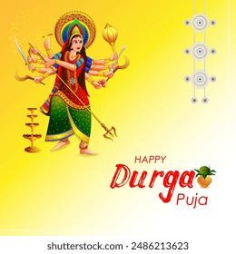 Vektorillustration von Happy Durga Puja Festival Hintergrund für Indien Urlaub Dussehra