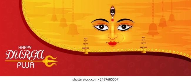 vector illustration of Happy Durga Puja festival background for India holiday Dussehra