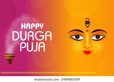 vector illustration of Happy Durga Puja festival background for India holiday Dussehra