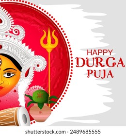 vector illustration of Happy Durga Puja festival background for India holiday Dussehra