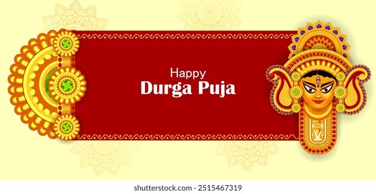 vector illustration of Happy Durga Puja festival background for India holiday Subh Navratri Dussehra