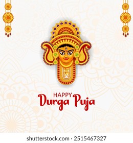 vector illustration of Happy Durga Puja festival background for India holiday Subh Navratri Dussehra
