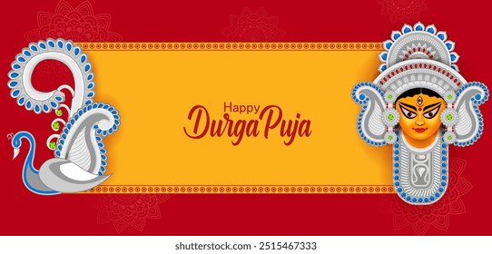 vector illustration of Happy Durga Puja festival background for India holiday Subh Navratri Dussehra