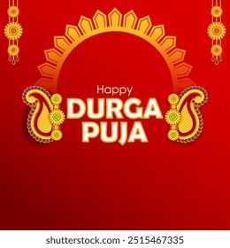 vector illustration of Happy Durga Puja festival background for India holiday Subh Navratri Dussehra