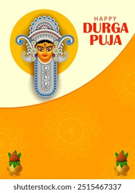 vector illustration of Happy Durga Puja festival background for India holiday Subh Navratri Dussehra
