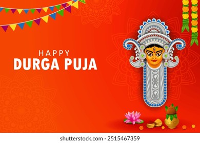 vector illustration of Happy Durga Puja festival background for India holiday Subh Navratri Dussehra