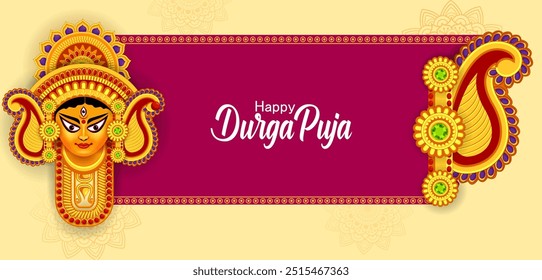 vector illustration of Happy Durga Puja festival background for India holiday Subh Navratri Dussehra