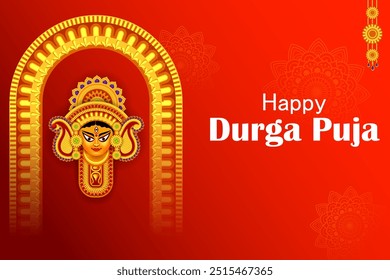 vector illustration of Happy Durga Puja festival background for India holiday Subh Navratri Dussehra