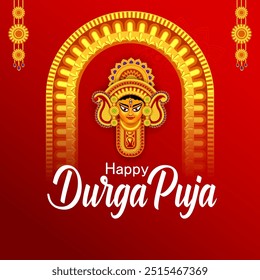 vector illustration of Happy Durga Puja festival background for India holiday Subh Navratri Dussehra