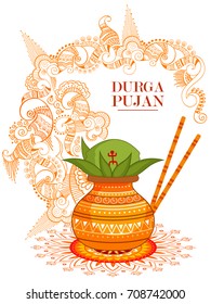 vector illustration of Happy Durga Puja festival background for India holiday Dussehra