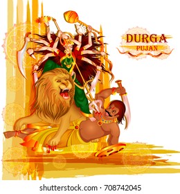 vector illustration of Happy Durga Puja festival background for India holiday Dussehra