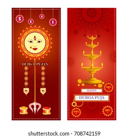 vector illustration of Happy Durga Puja festival Sale And Promotion background for India holiday Dussehra