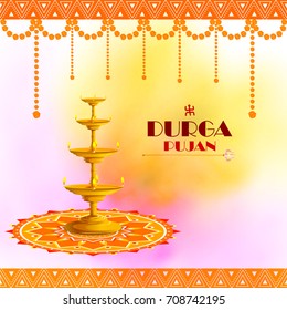 vector illustration of Happy Durga Puja festival background for India holiday Dussehra