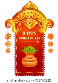 vector illustration of Happy Durga Puja festival background for India holiday Dussehra