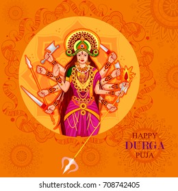vector illustration of Happy Durga Puja festival background for India holiday Dussehra
