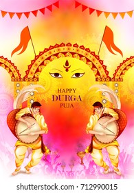 vector illustration of Happy Durga Puja festival background for India holiday Dussehra