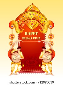 vector illustration of Happy Durga Puja festival background for India holiday Dussehra