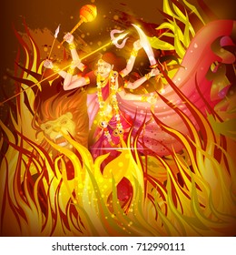 vector illustration of Happy Durga Puja festival background for India holiday Dussehra