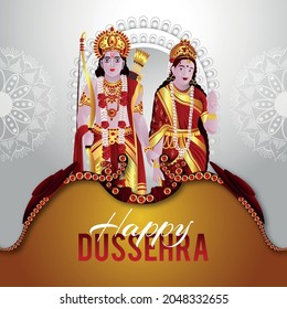 Vector illustration of happy dussehra celebration card