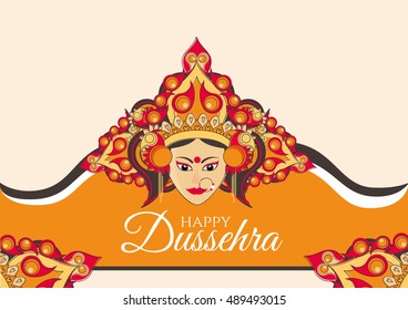 Vector Illustration Happy Dussehra Face Goddess Stock Vector (Royalty ...